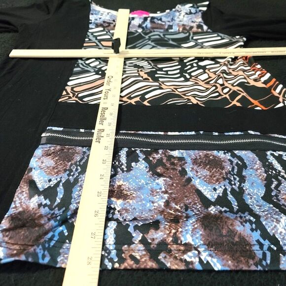 Max & Rina Womens Tunic Multi Color Size Large Polyester Blend Stretch Zipper - Picture 4 of 12